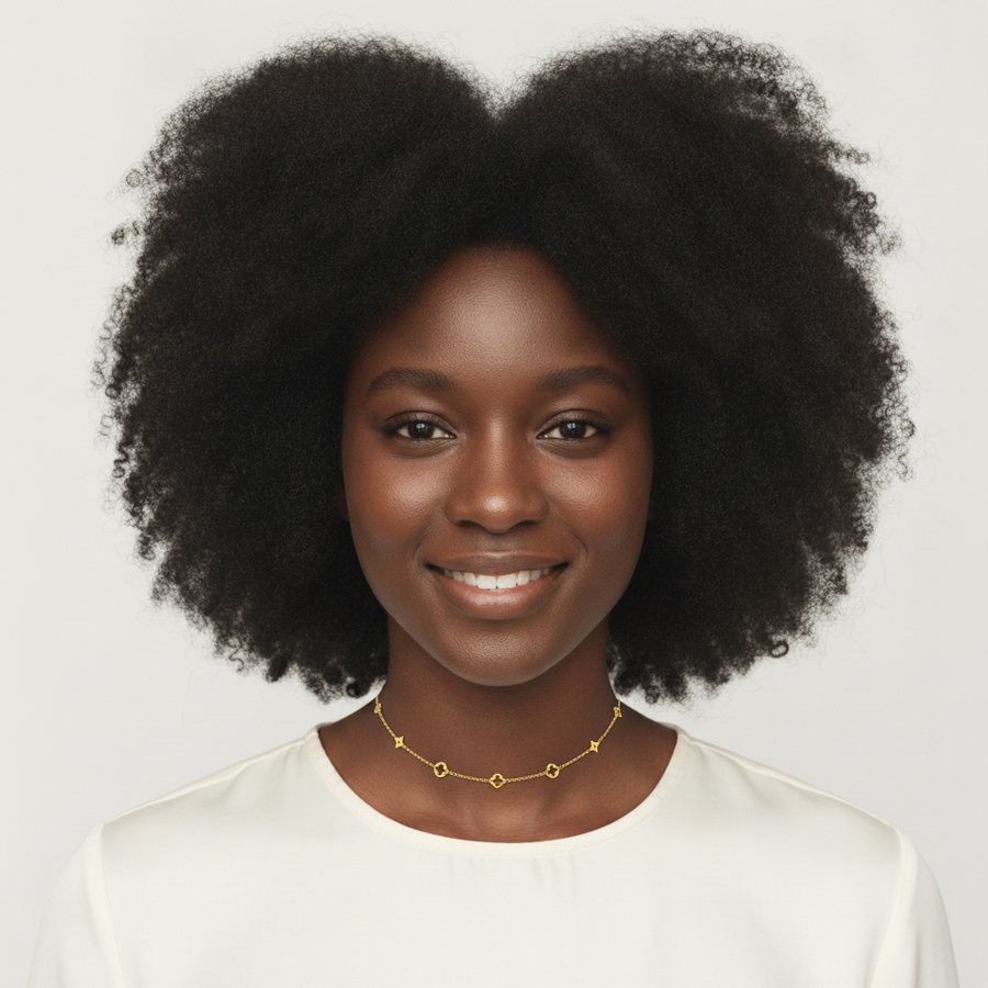 Choker necklace on a model with dark skin